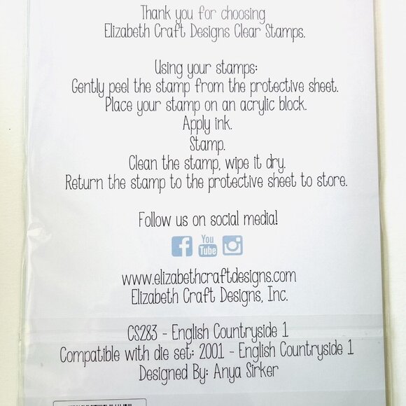 Elizabeth Craft Design Butterfly Clear Stamp Die Set English Countryside 1 Gift